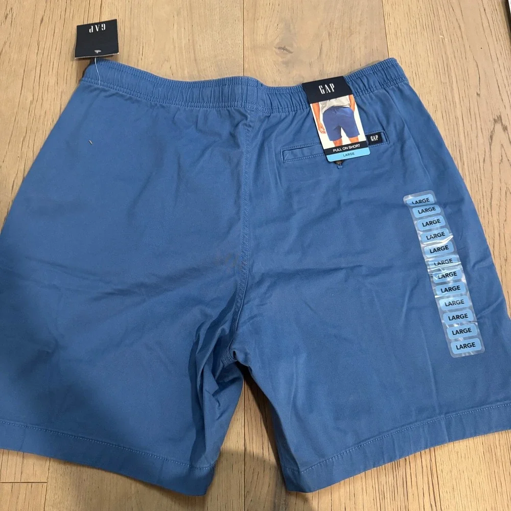 NWT Gap Mens Delft Pull On Shorts Blue‎ Elastic Drawstring QMS1594S Large